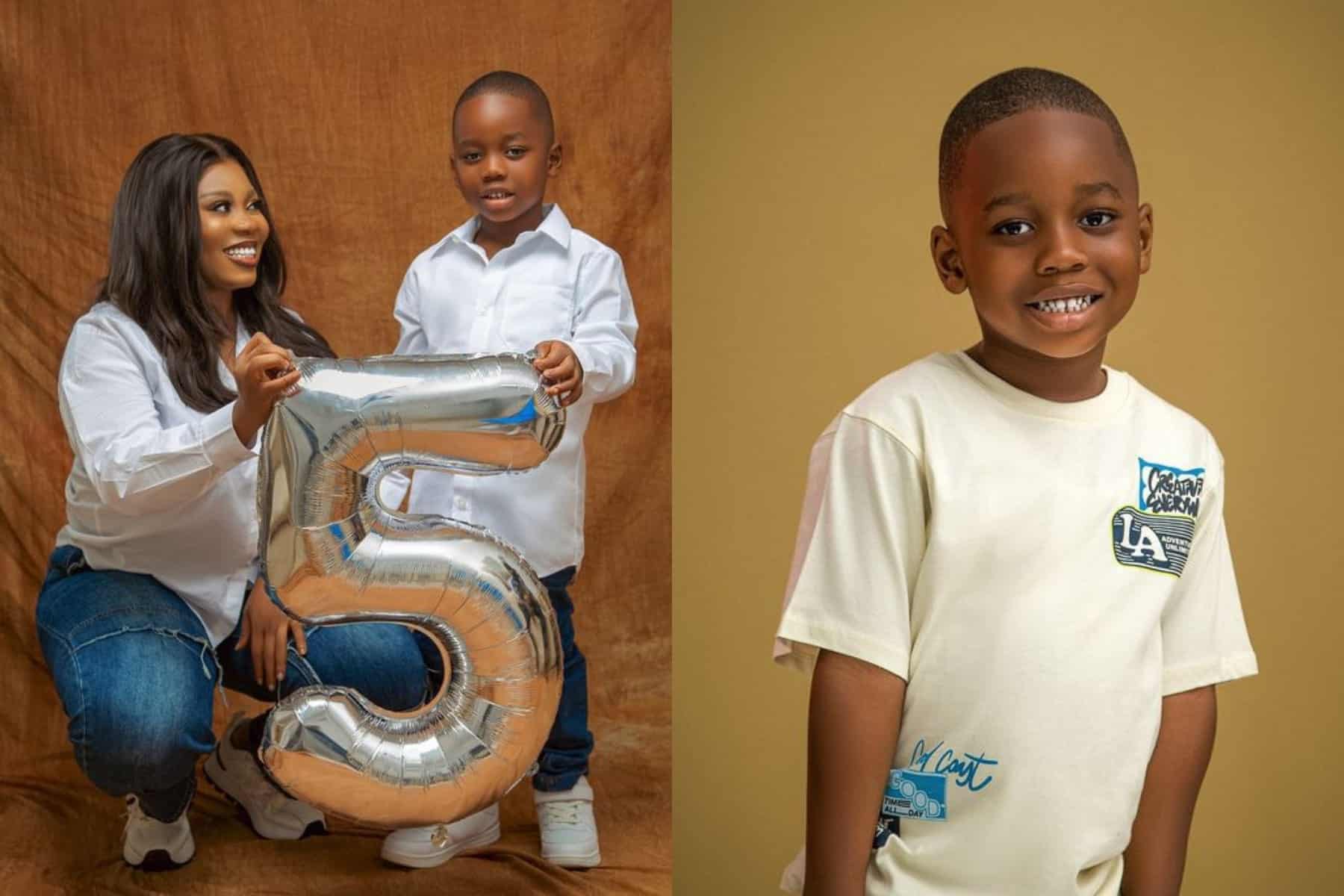 “How my son was concerned and asked if he had a sister somewhere” – Wumi Toriola spills as she celebrates son’s 5th birthday