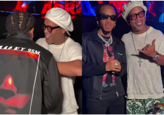 Tekno Overjoyed As Ronaldinho Shows Up In Style At His Dubai Party