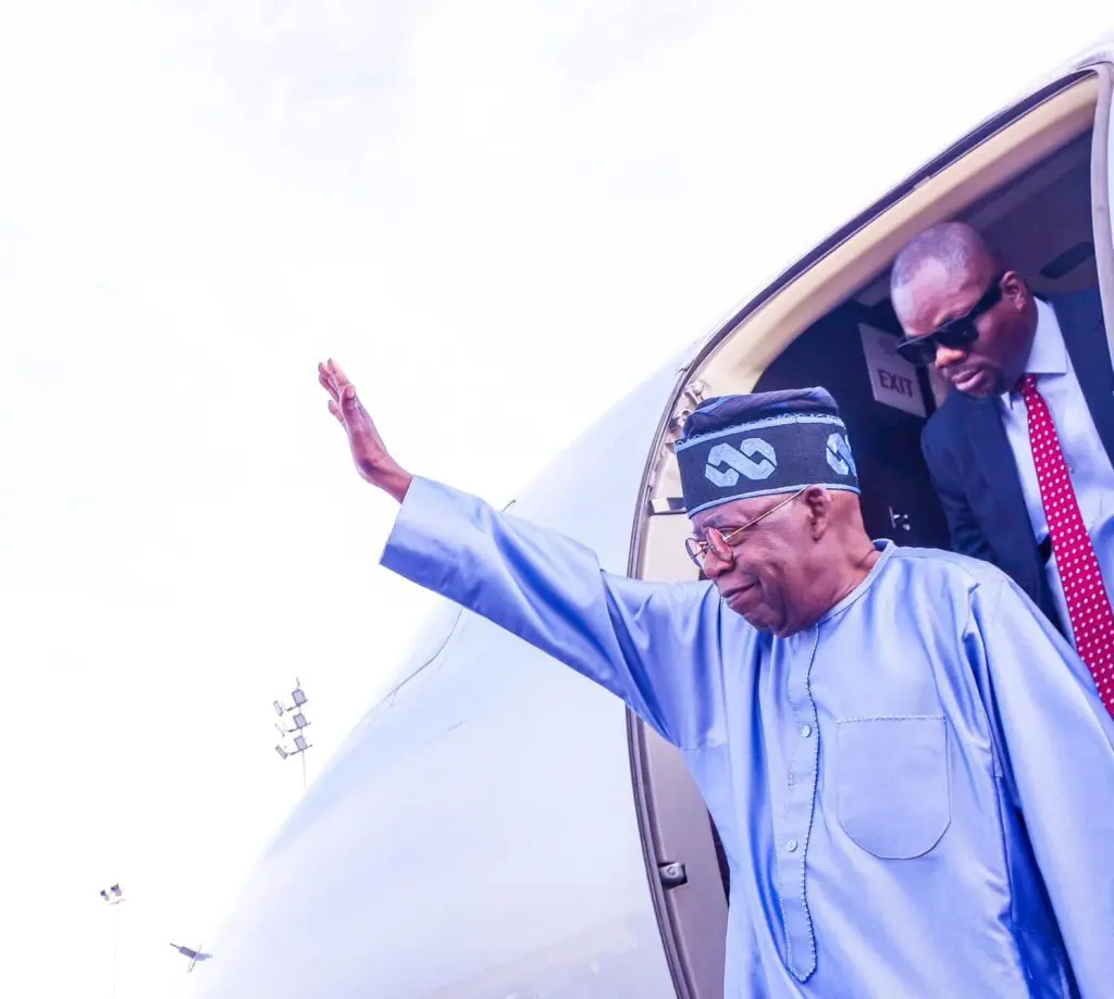 Tinubu Returns To Abuja After Two-Weeks Leave In UK