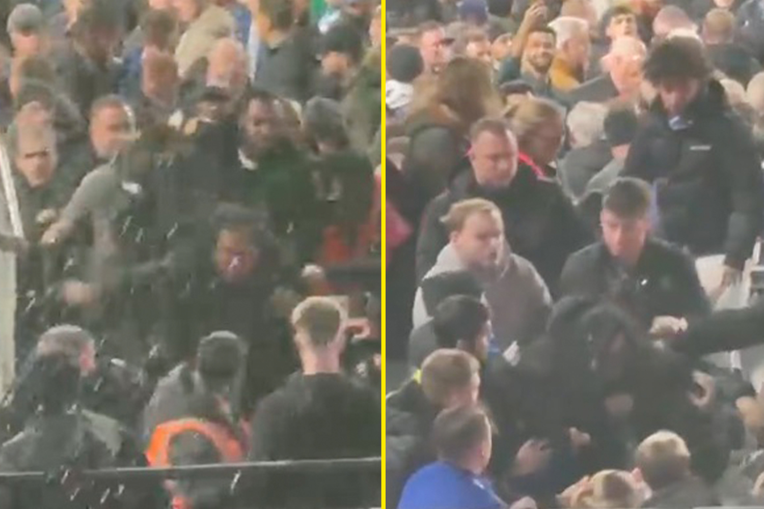 Fans filmed fighting in stands at West Ham in huge brawl during thrilling London derby with Arsenal