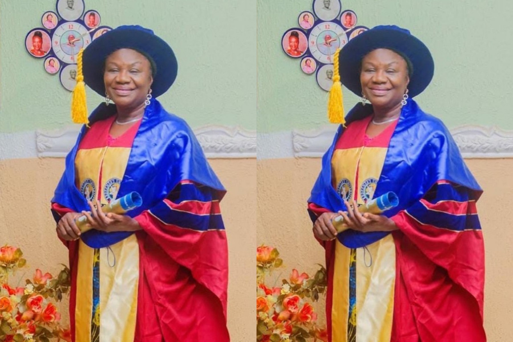 Double celebrations for veteran actress, Joke Muyiwa as she bags a PhD from University of Ibadan and a new promotion