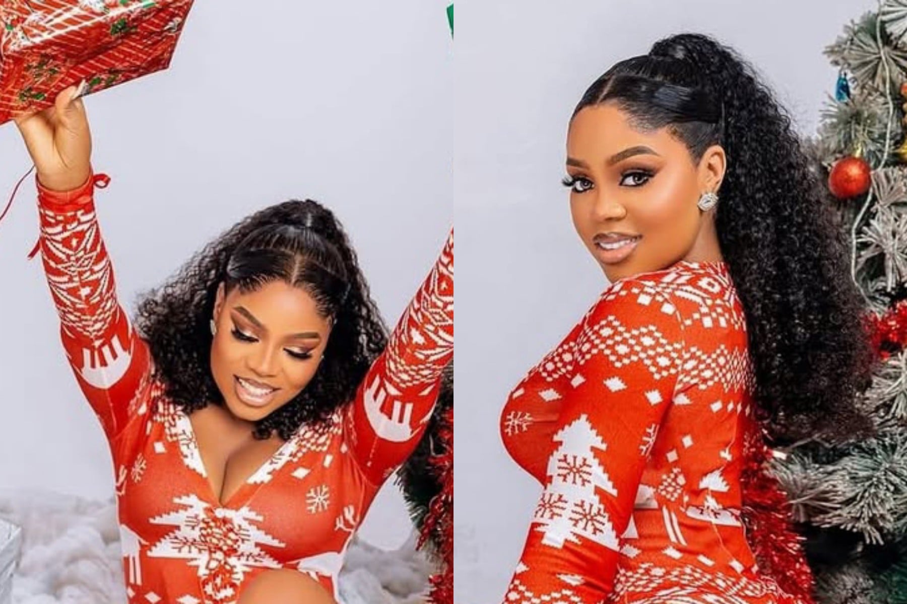 “Is this not too much? Can’t she be decent?” – Actress Merit Gold stirs backlash with her Christmas-themed photos