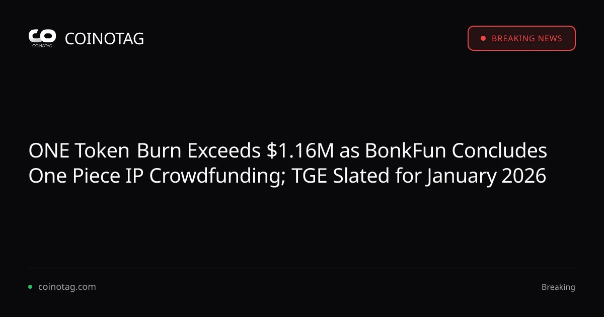 ONE Token Burn Exceeds $1.16M as BonkFun Concludes One Piece IP Crowdfunding; TGE Slated for January 2026