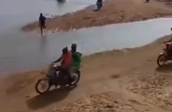 An amateur video circulating online reportedly shows militants fleeing on motorc