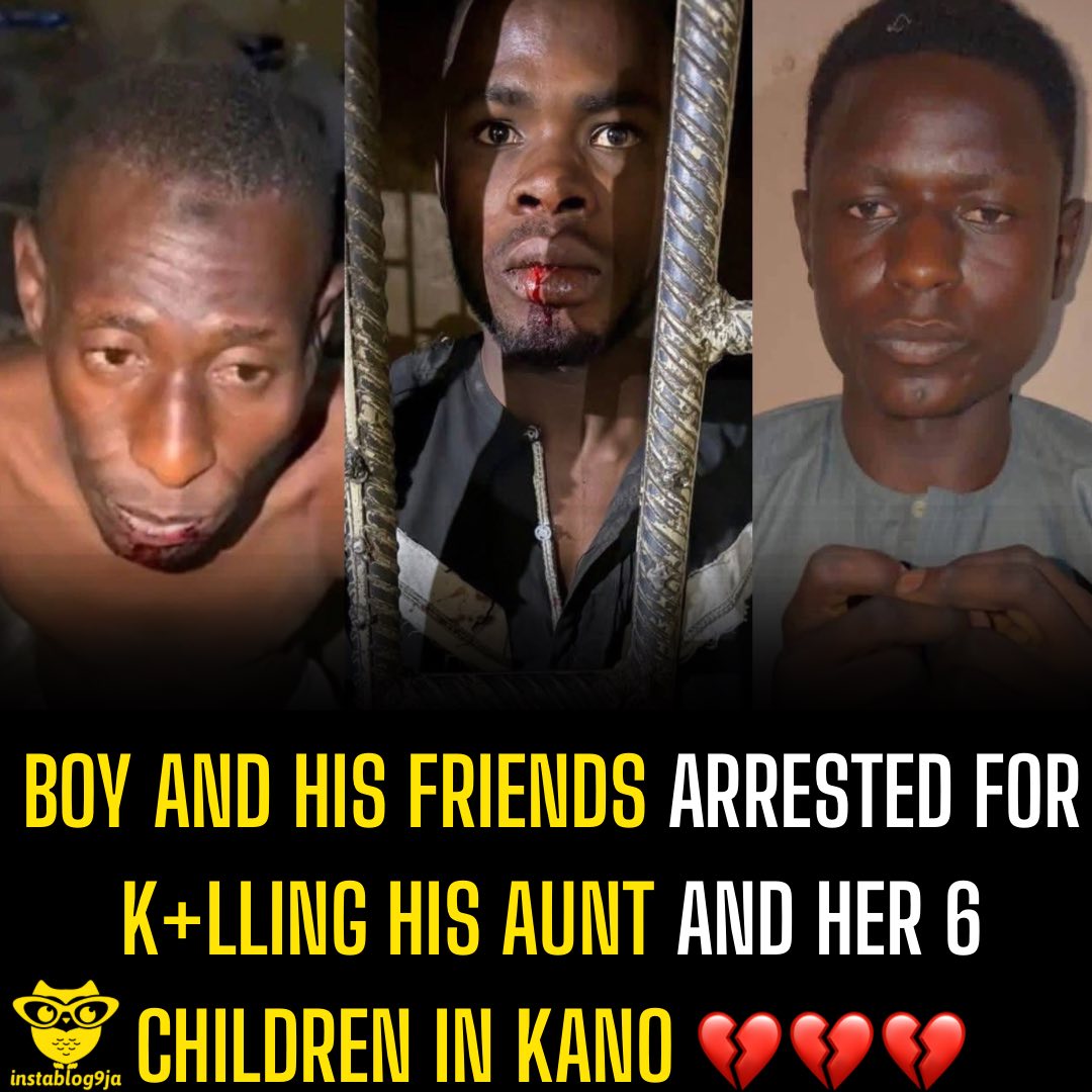 Boy and his friends arrested for k+lling his aunt and her 6 children in Kano