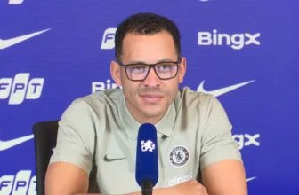 Liam Rosenior in his EFL Cup press conference.