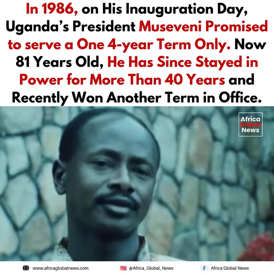 In 1986, on his inauguration day, Yoweri Museveni pledged to serve only one 4-ye