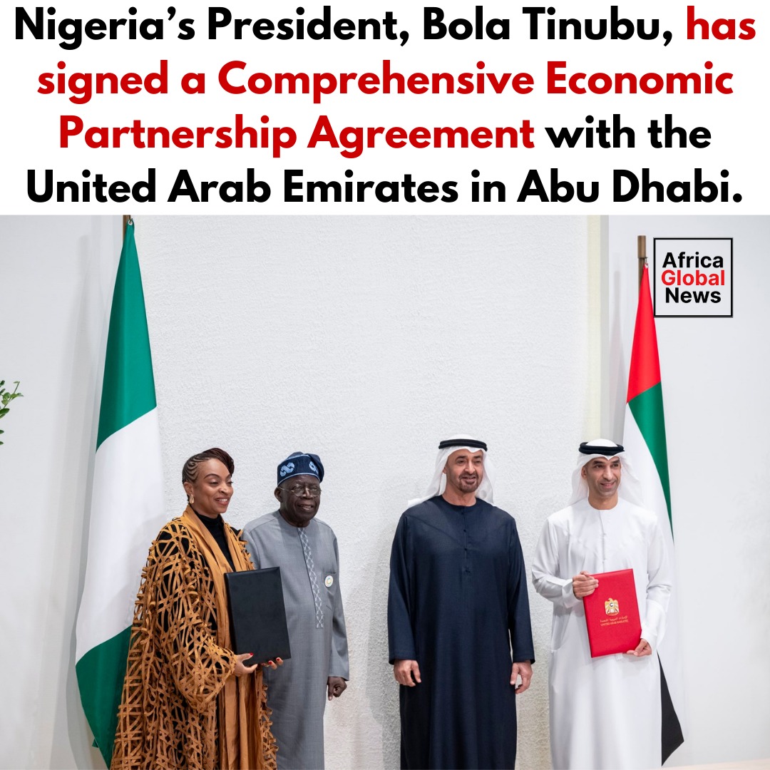 Nigeria’s President, Bola Tinubu, has signed a Comprehensive Economic Partnership Agreement with the United Arab Emirates 2 Nigeria’s President, Bola Tinubu, has signed a Comprehensive Economic Partnershi