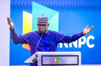 GCEO NNPC Ltd, Mr Bashir Bayo Ojulari addresses the staff of the company during his inaugural town hall meeting held at the NNPC Towers, on Thursday. CREDIT: NNPCL