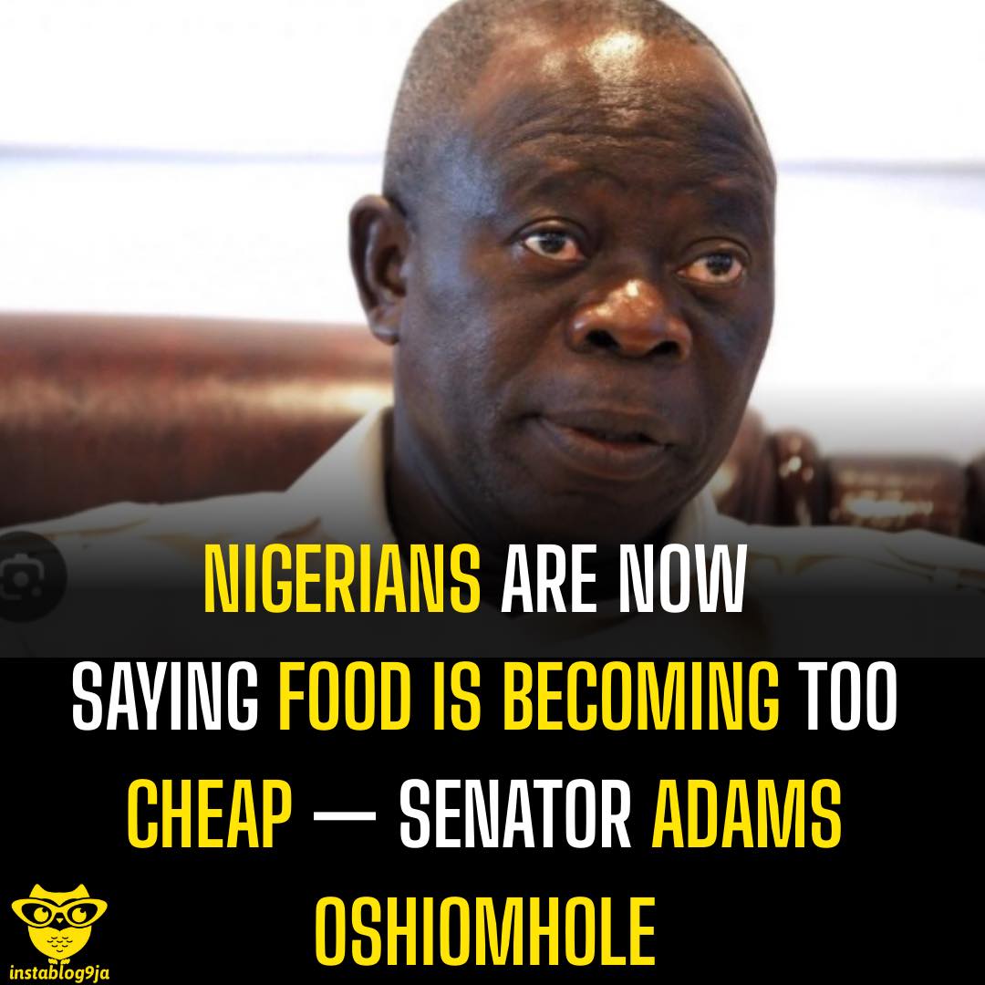 Some Nigerians are now saying food is becoming too cheap — Senator Adams Oshiomh