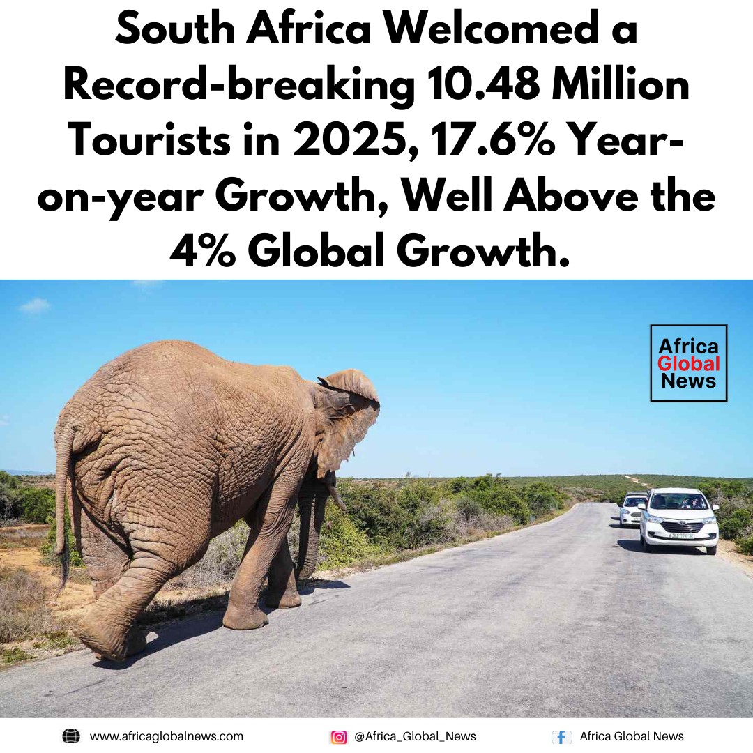 South Africa welcomed a recordbreaking 10.48 million tourists in 2025, marking a