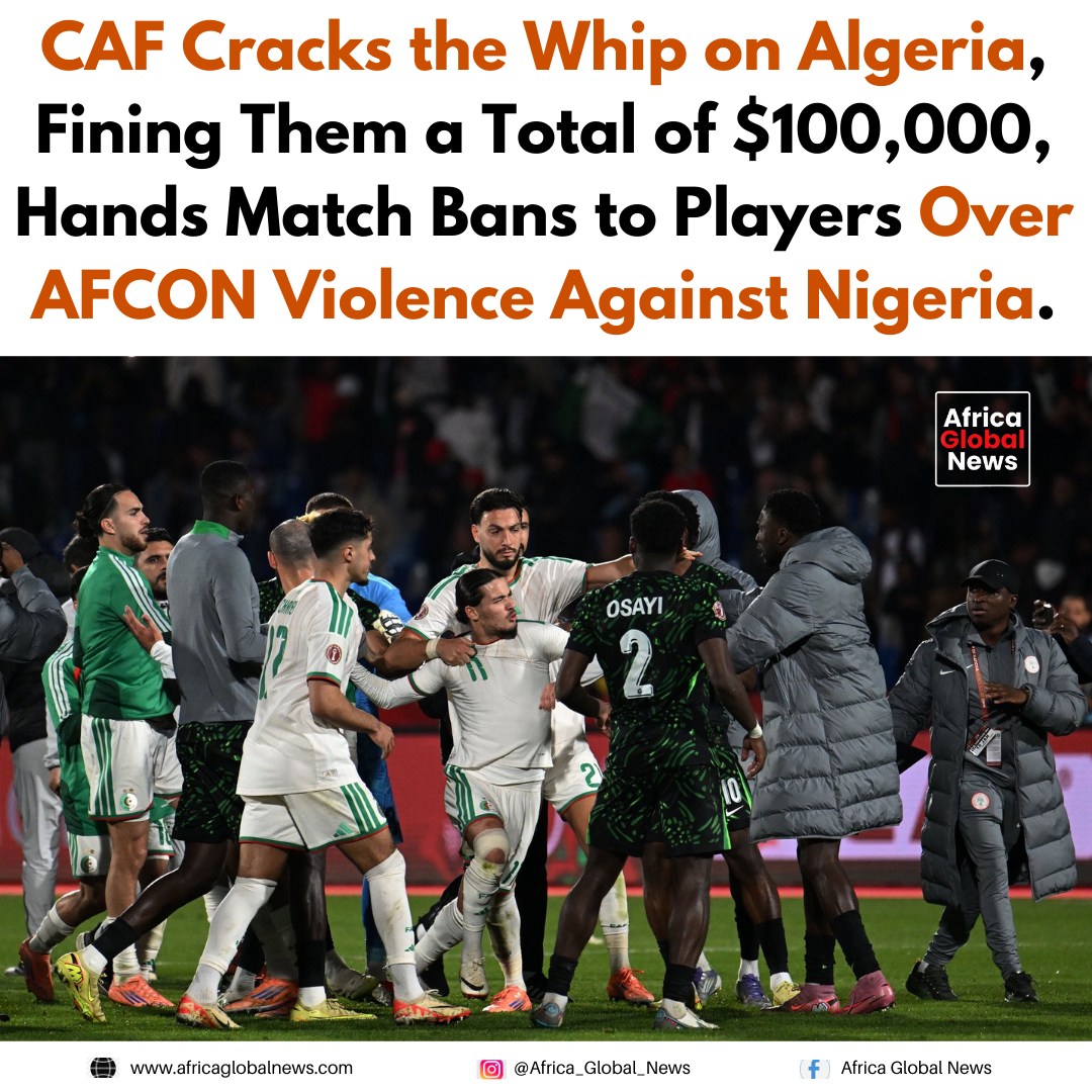 The Confederation of African Football has sanctioned Algeria following their match against Nigeria 1 The Confederation of African Football has sanctioned Algeria following violent i
