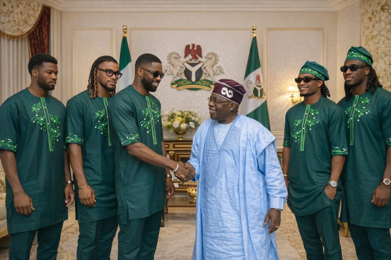 Tinubu invited five Super Eagles players to his presidential suite 1 The President of Nigeria, Bola Ahmed Tinubu, invited five Super Eagles players t