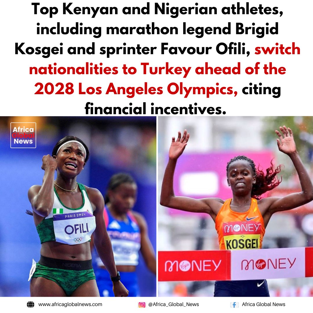 Top Kenyan and Nigerian athletes, including former marathon world record holder