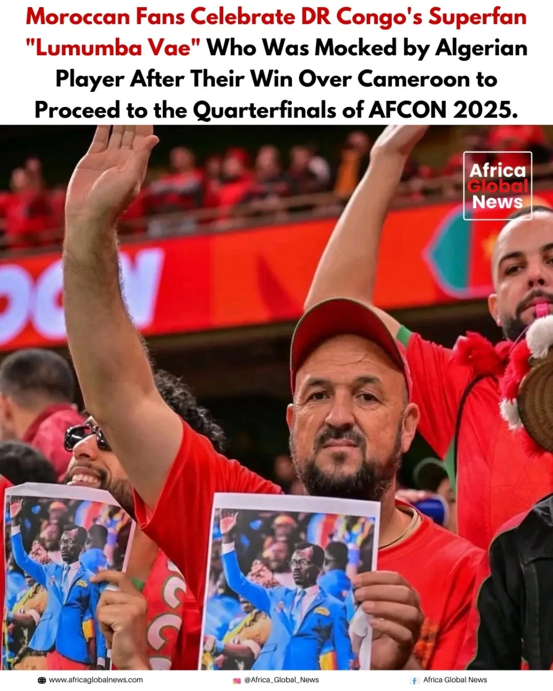 Moroccan fans have rallied behind DR Congo’s iconic superfan “Lumumba Vae”, cele