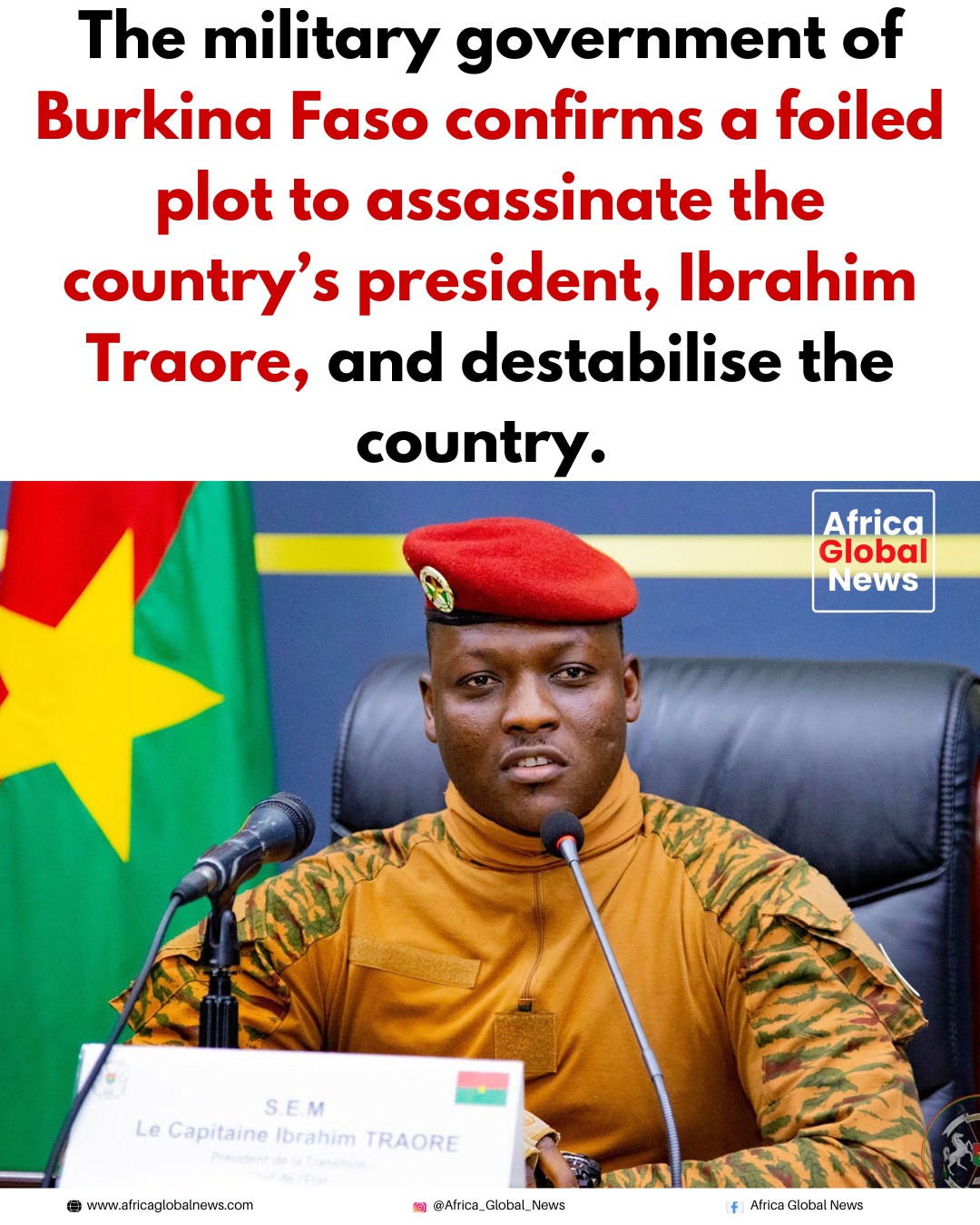 The military government of Burkina Faso has confirmed that it foiled a plot to a