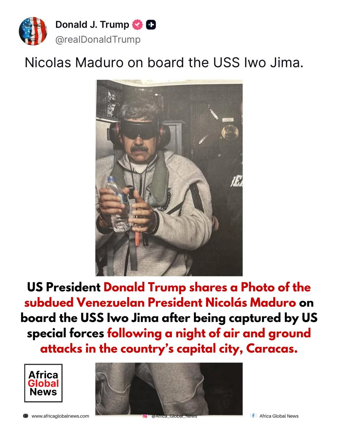 U.S. President Donald Trump has shared a photo he claims shows Venezuelan Presid