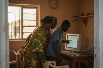 Nigerian community closely reading forum post together