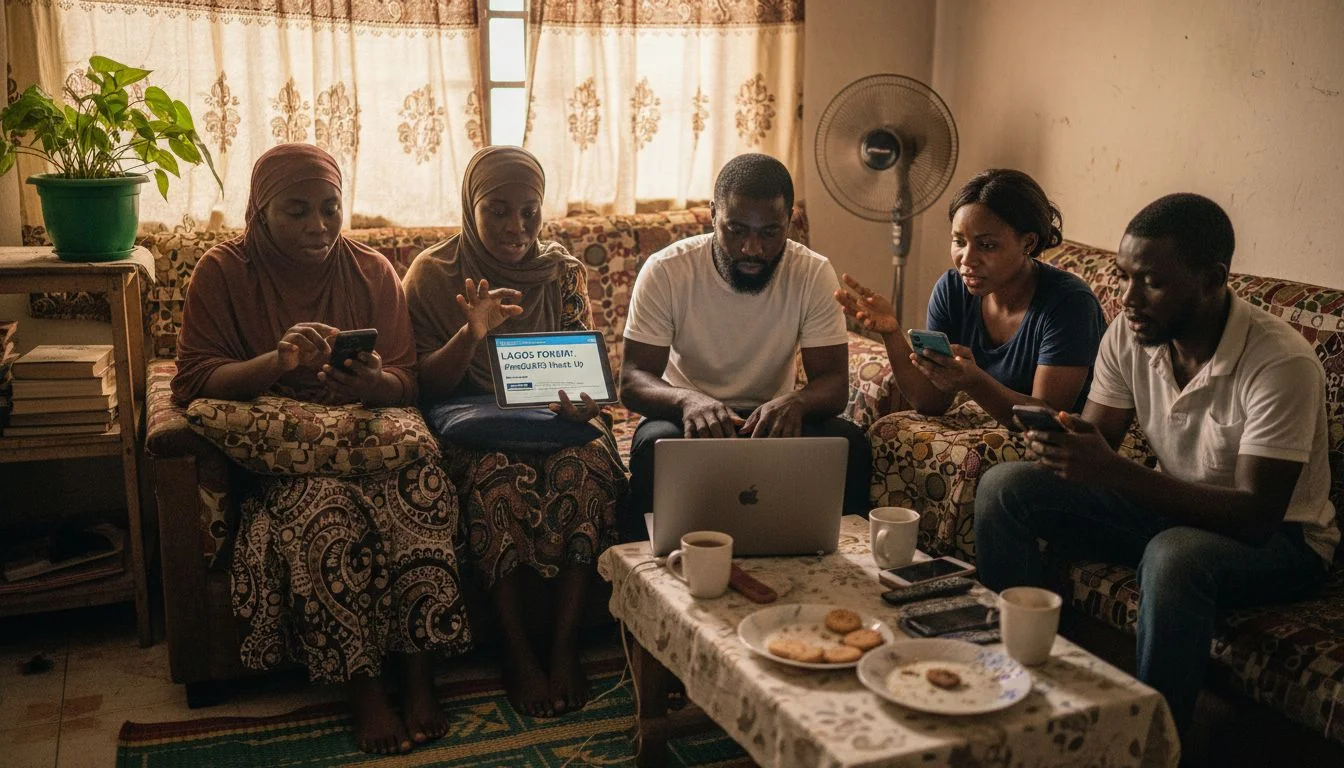 Nigerians interacting in home internet group