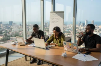 Nigerian startup founders collaborating around table