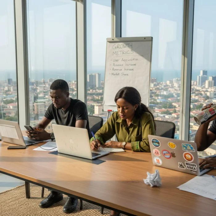 Nigerian startup founders collaborating around table