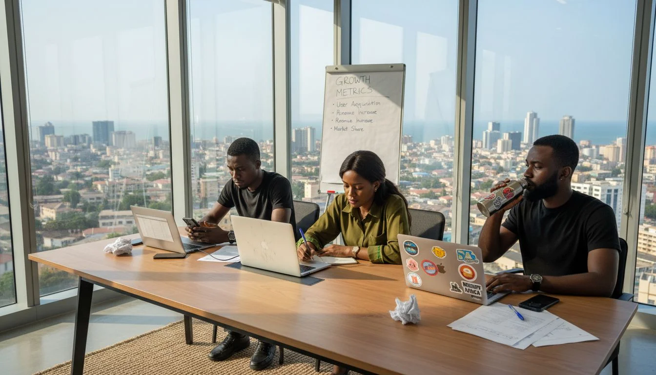 Nigerian startup founders collaborating around table