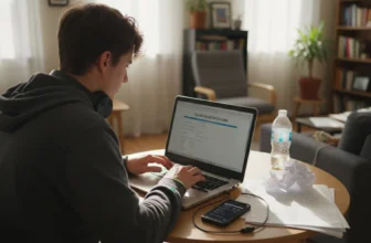 Person completing community registration at laptop in living room