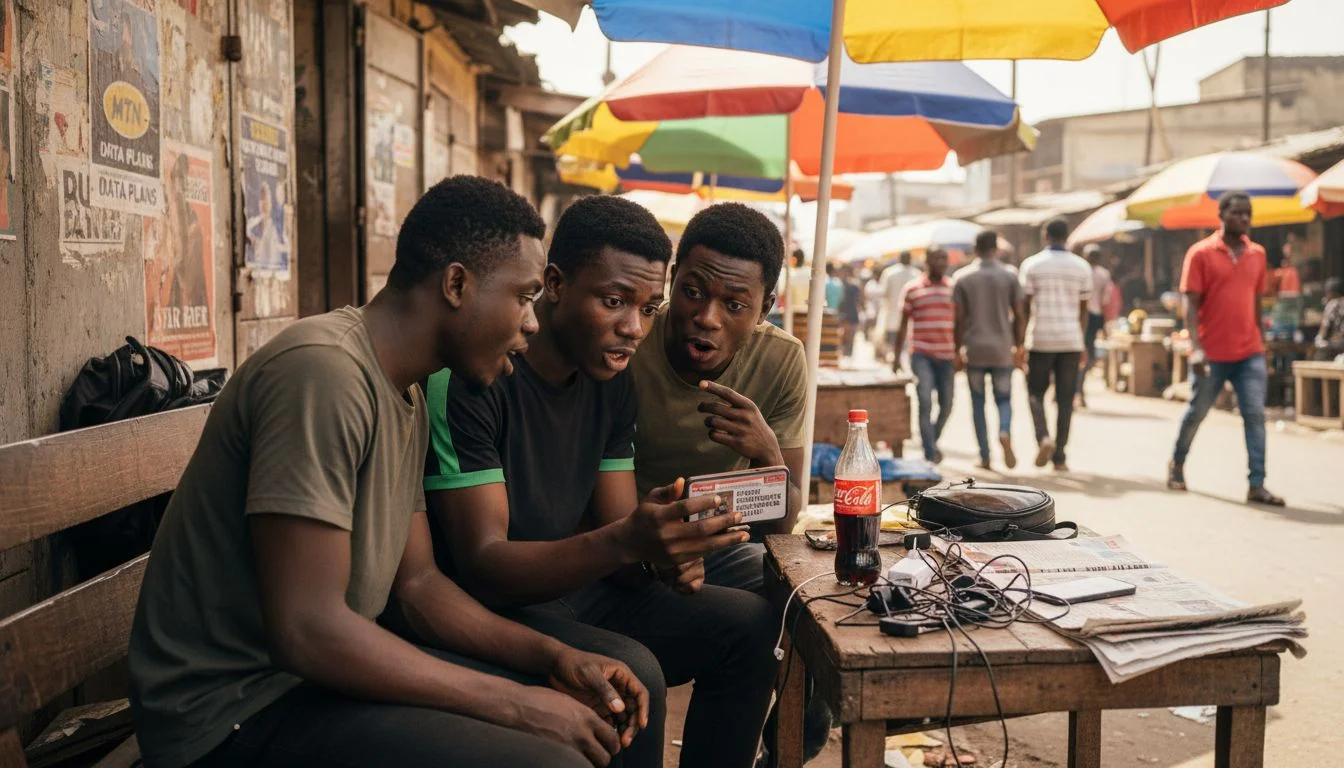 Definition of Viral News – Impact on Nigerian Trends 1 Young Nigerians share news by smartphone in market