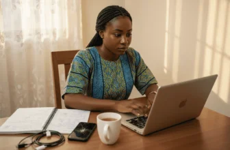 Young Nigerian woman participating in online forum