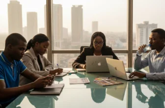 Young Nigerian professionals collaborate in office