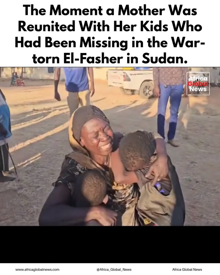 A mother is reunited with her children, who had gone missing amid the fighting i