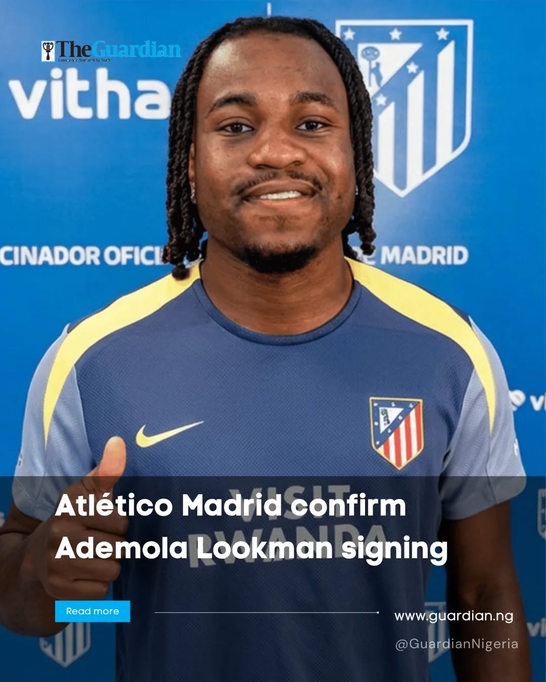 Atlético Madrid on Monday officially confirmed the signing of Super Eagles forwa