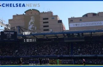 Chelsea display their new World Champions banners.