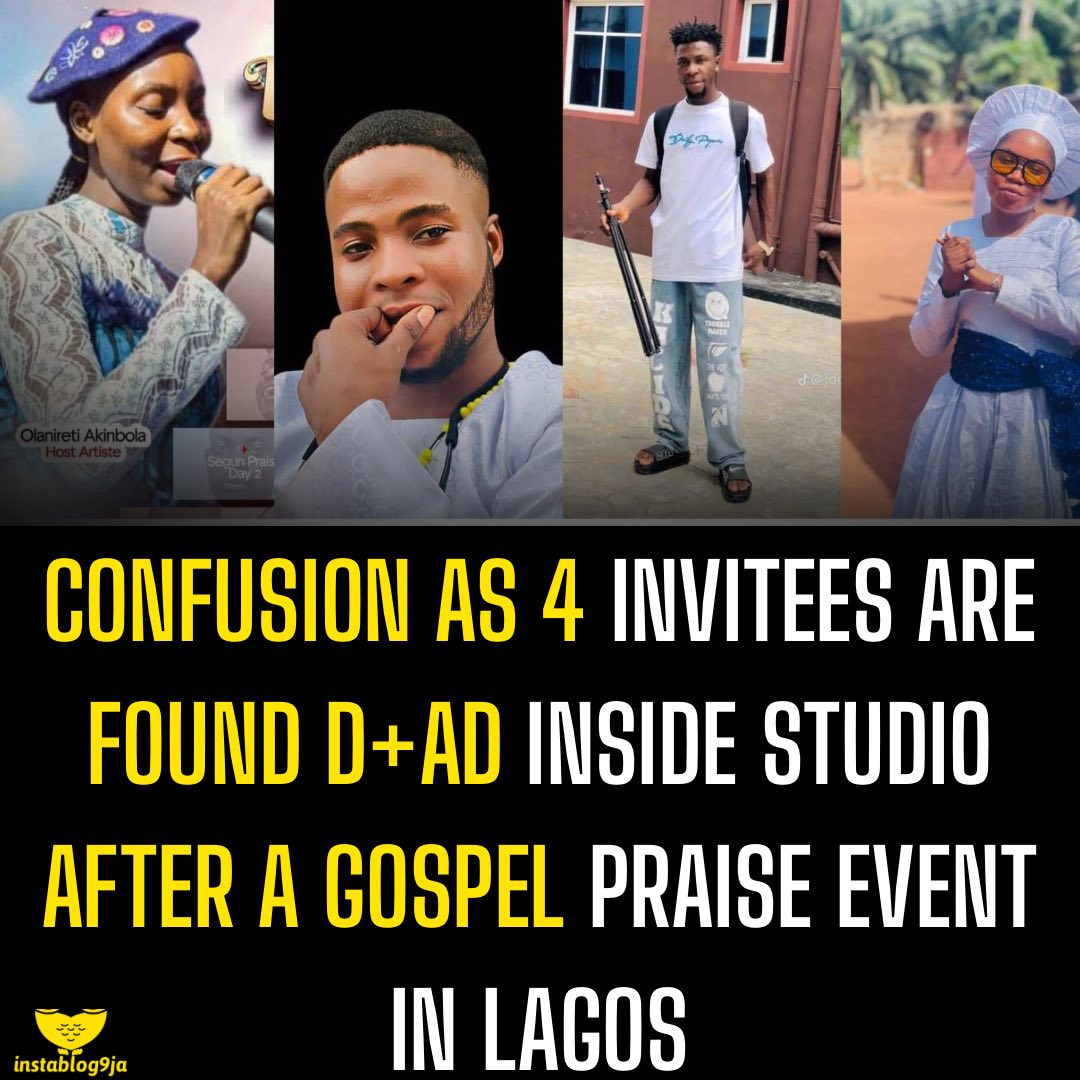 Confusion as 4 invitees are found d+ad inside studio after a gospel praise event