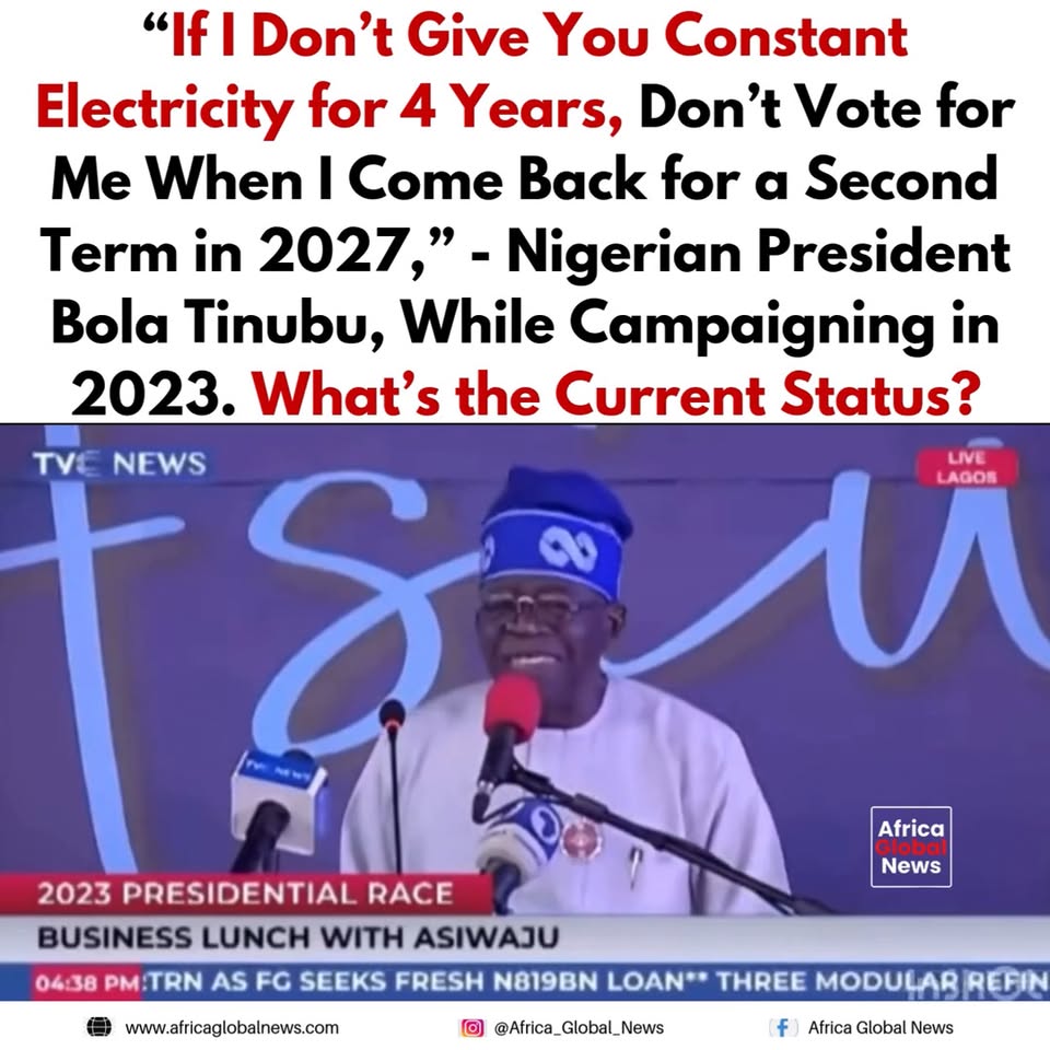 President Bola Ahmed Tinubu’s 2023 campaign promise on electricity has resurface 1 President Bola Ahmed Tinubu’s 2023 campaign promise on electricity has resurface