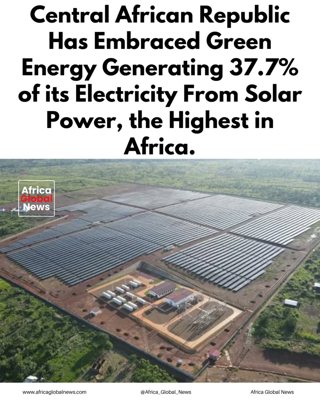 The Central African Republic now generates 37.7% of its electricity from solar power 1 The Central African Republic now generates 37.7% of its electricity from solar p