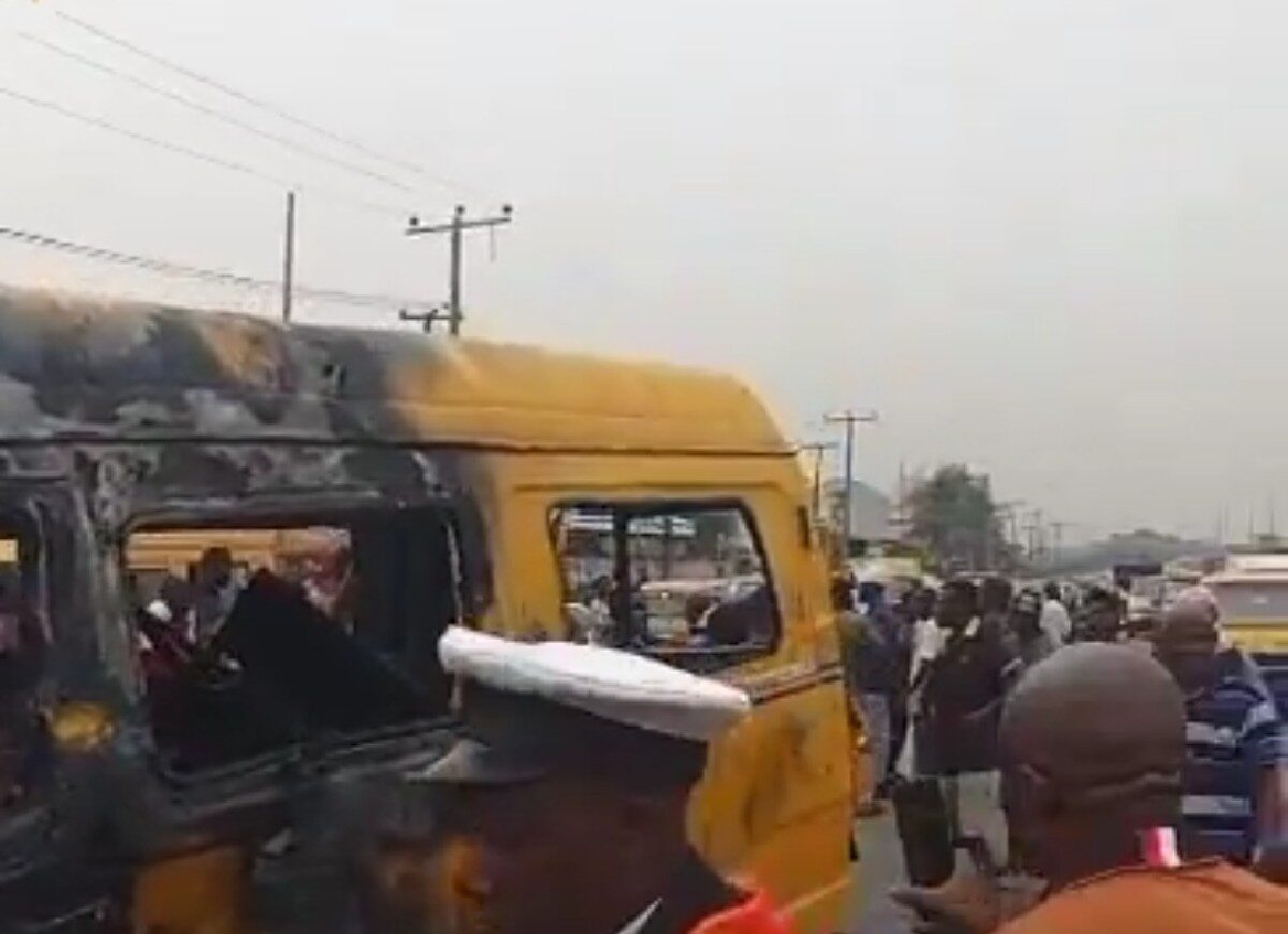 Two burnt to death, eight injured as minibus overturns, explodes in Lagos
