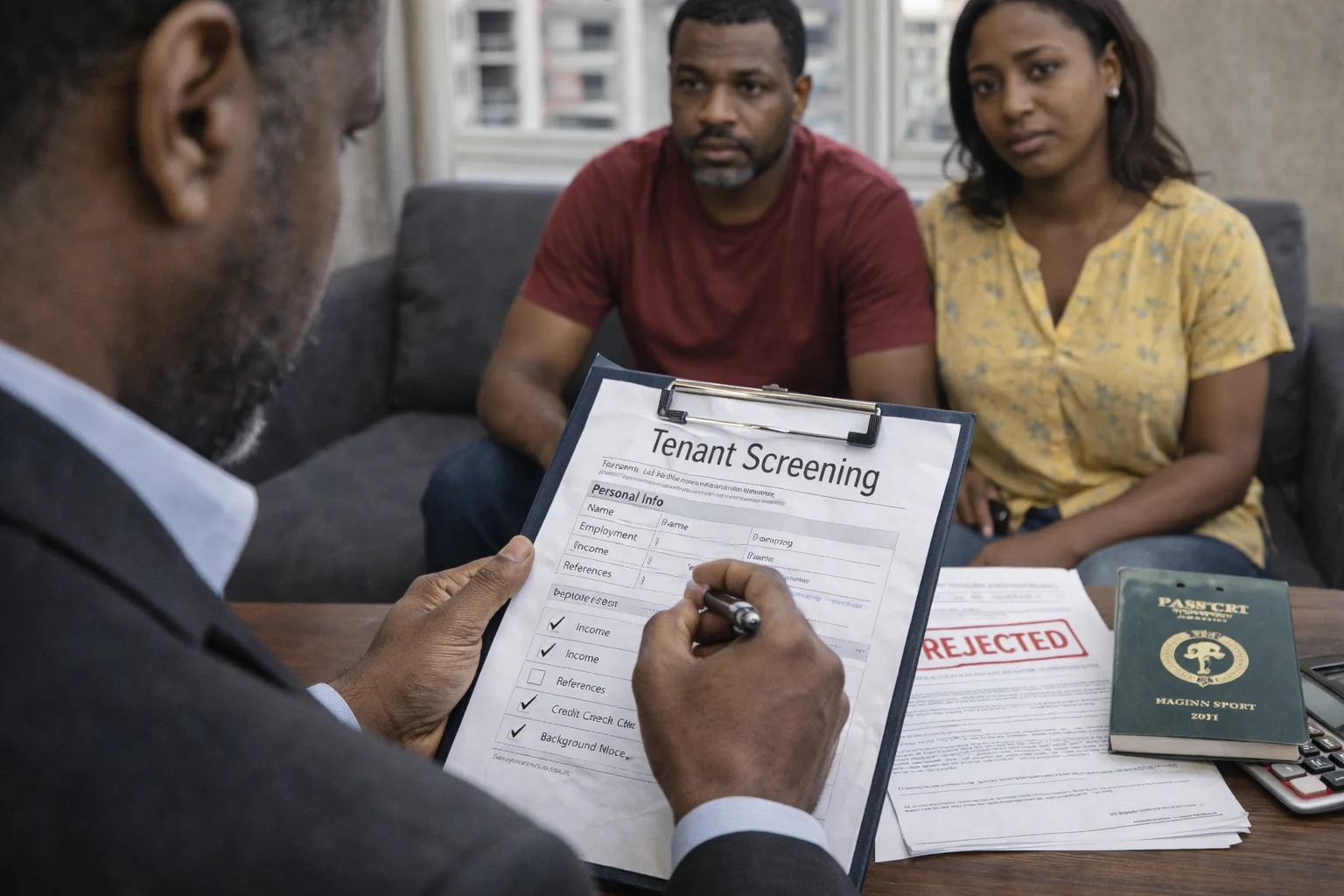 Nigerian landlord reviewing tenancy agreement documents under Nigerian tenancy laws