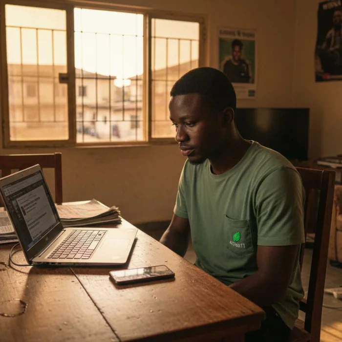 Young man tracking Nigeria trending topics