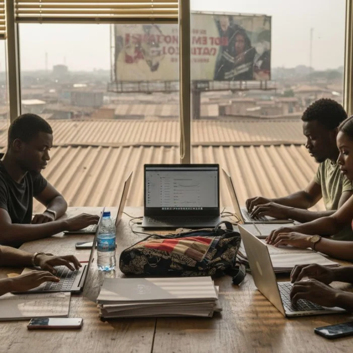 Nigerian marketing team working on digital ads