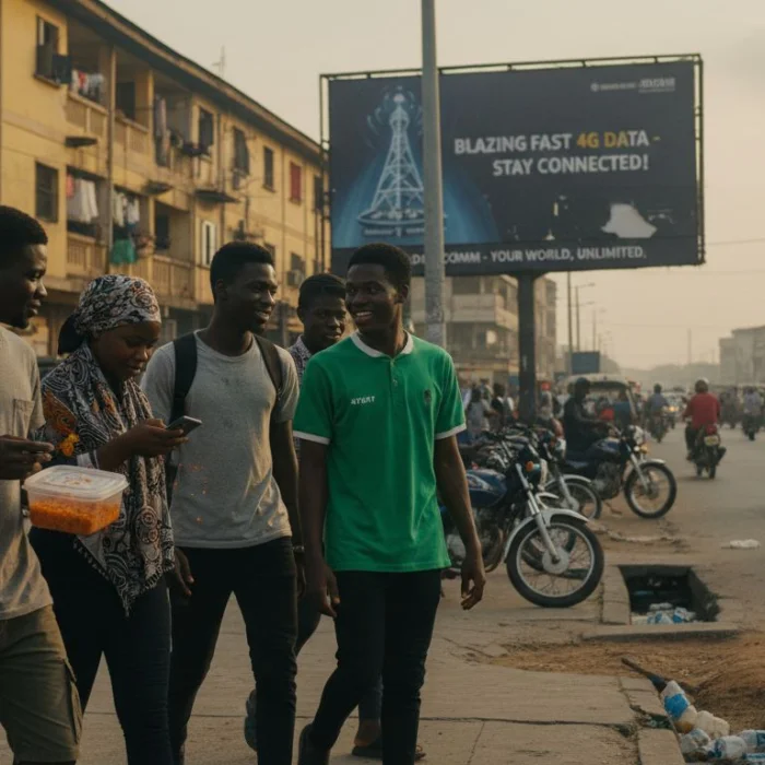 Nigerian young adults on busy city street