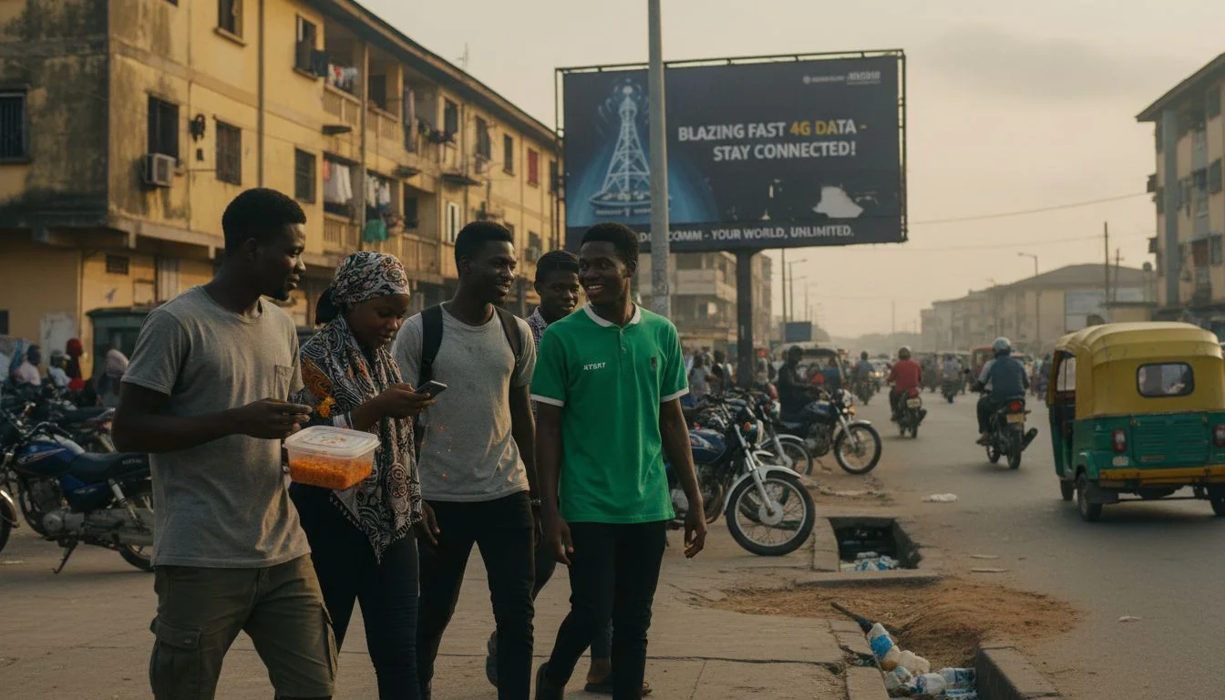 Nigerian young adults on busy city street
