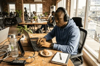 Young Nigerian coder in Lagos coworking space