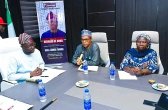 Minister of Humanitarian Affairs and Poverty Reduction, Dr. Bernard M. Doro and Comptroller-General of the Nigerian Correctional Service, Mr. Sylvester Ndidi Nwakuche during the visit