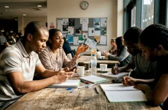 Nigerian students discussing issues in campus café