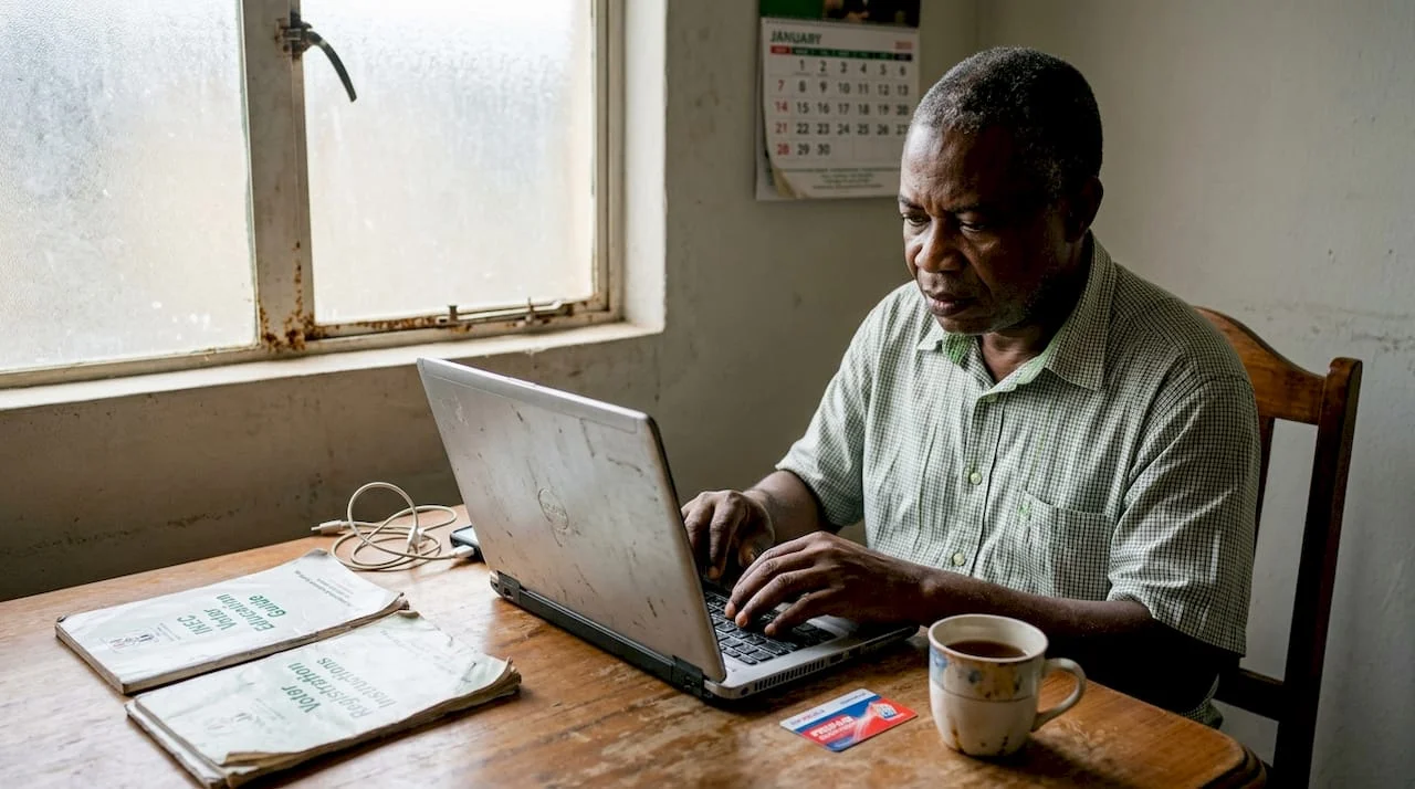 Nigerian man registering to vote at home