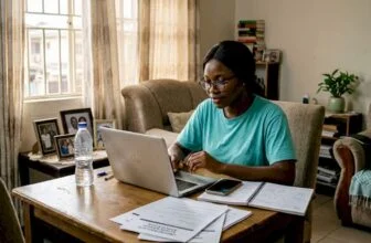 Nigerian student applying for scholarship at home