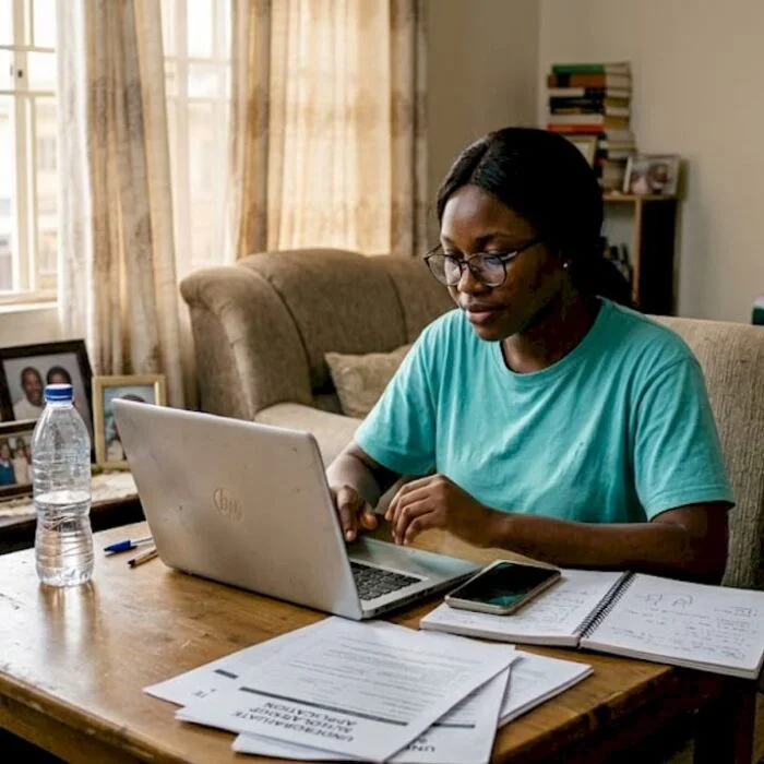 Nigerian student applying for scholarship at home