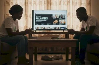 Young Nigerians on phones sharing content