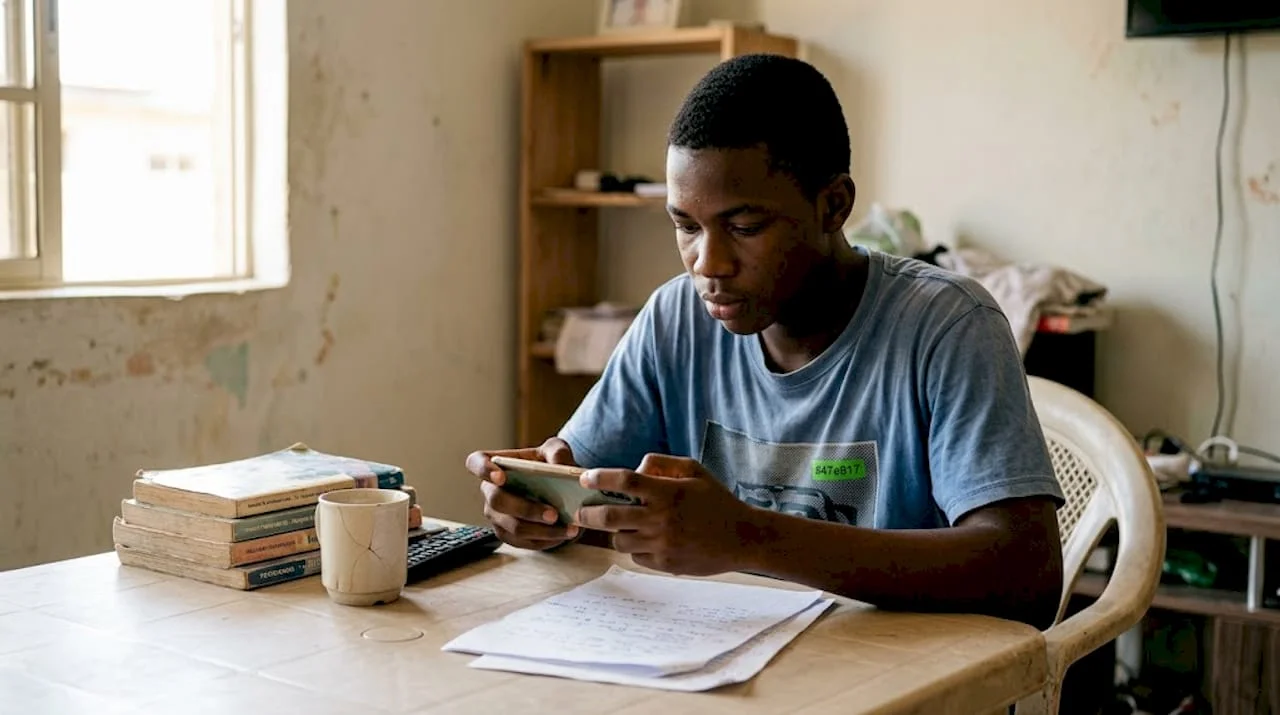 Nigerian youth using phone for learning